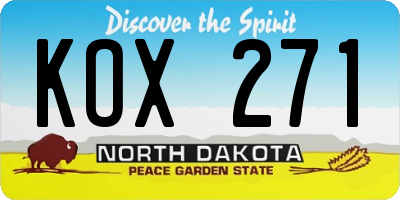 ND license plate KOX271