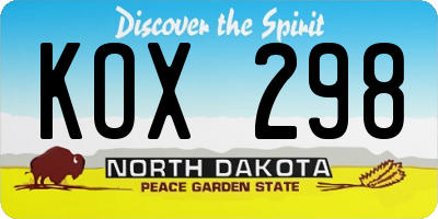 ND license plate KOX298
