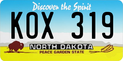 ND license plate KOX319