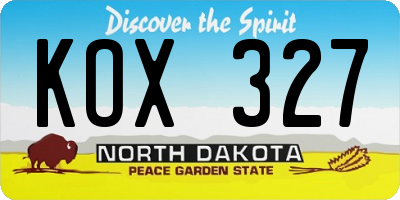 ND license plate KOX327