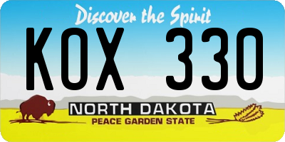 ND license plate KOX330