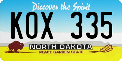 ND license plate KOX335