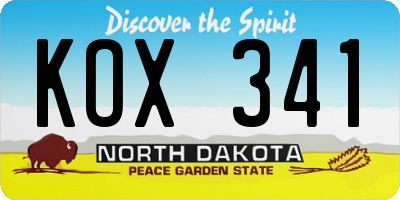 ND license plate KOX341