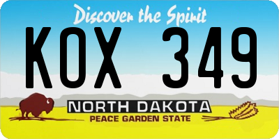 ND license plate KOX349