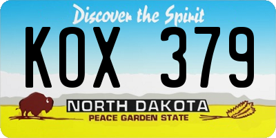 ND license plate KOX379