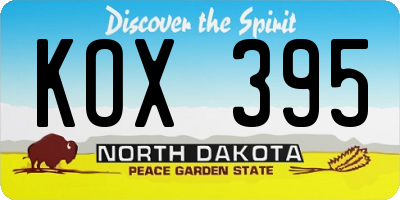 ND license plate KOX395