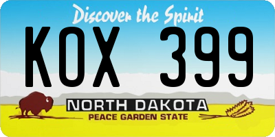 ND license plate KOX399