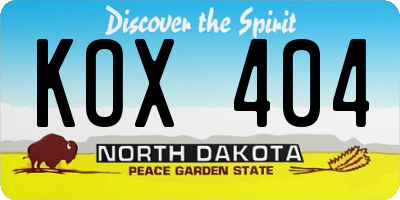 ND license plate KOX404