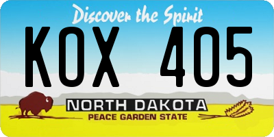 ND license plate KOX405