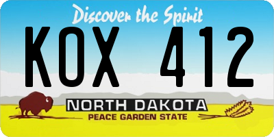ND license plate KOX412