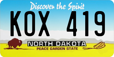 ND license plate KOX419