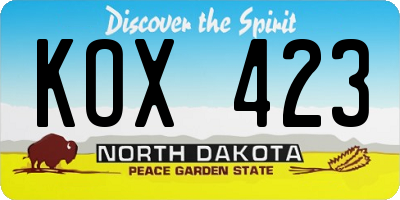 ND license plate KOX423
