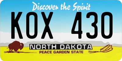 ND license plate KOX430