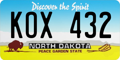 ND license plate KOX432