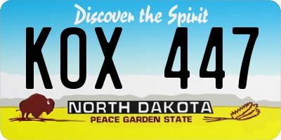 ND license plate KOX447