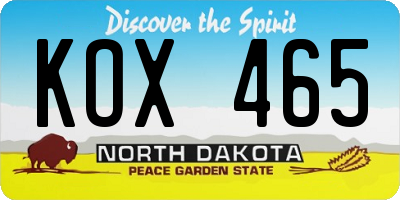 ND license plate KOX465