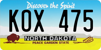ND license plate KOX475