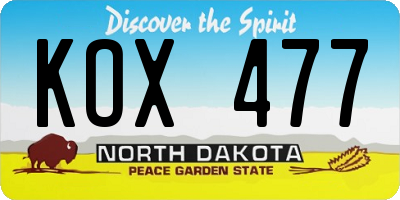 ND license plate KOX477