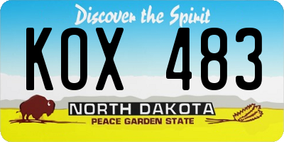 ND license plate KOX483