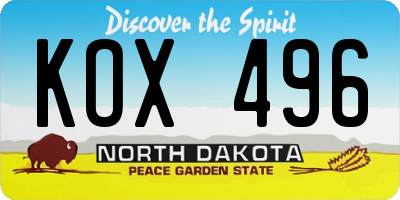ND license plate KOX496