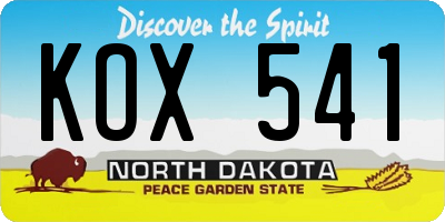 ND license plate KOX541