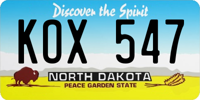 ND license plate KOX547