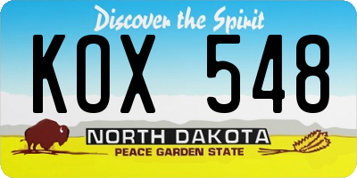 ND license plate KOX548