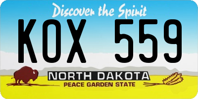 ND license plate KOX559