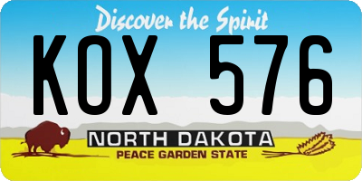 ND license plate KOX576