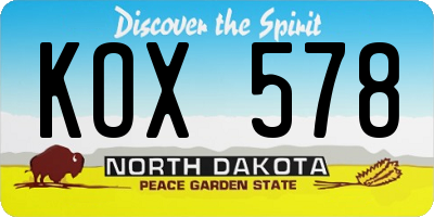 ND license plate KOX578