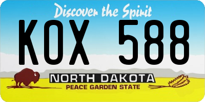 ND license plate KOX588