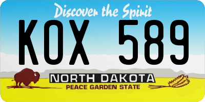 ND license plate KOX589