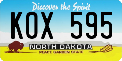 ND license plate KOX595