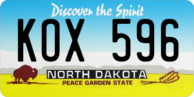 ND license plate KOX596
