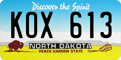 ND license plate KOX613