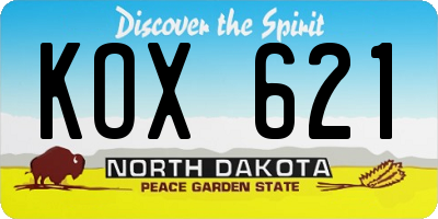 ND license plate KOX621