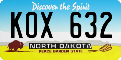 ND license plate KOX632