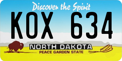 ND license plate KOX634