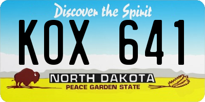 ND license plate KOX641