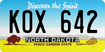 ND license plate KOX642