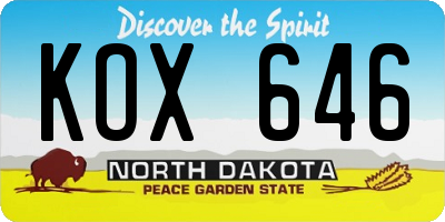 ND license plate KOX646