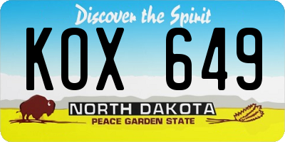 ND license plate KOX649