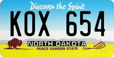 ND license plate KOX654