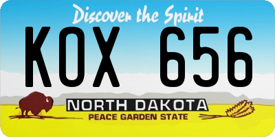 ND license plate KOX656