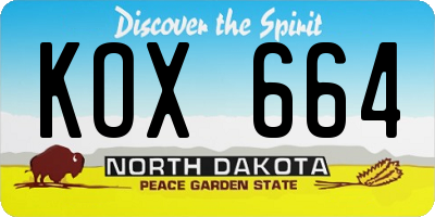 ND license plate KOX664