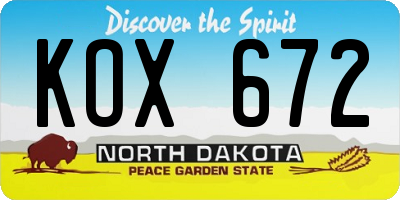 ND license plate KOX672