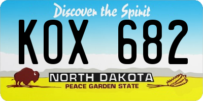 ND license plate KOX682