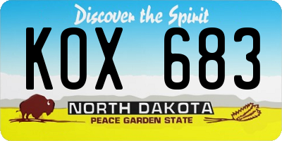 ND license plate KOX683