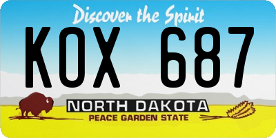 ND license plate KOX687