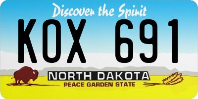 ND license plate KOX691